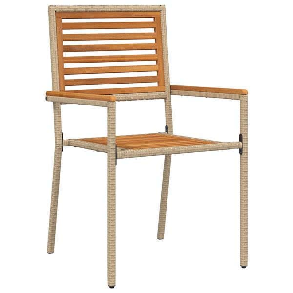 Grote foto vidaxl 3 delige tuin eetset beige poly rattan acacia tuin en terras tuinmeubelen