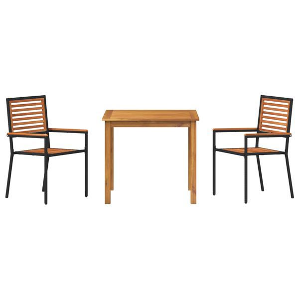 Grote foto vidaxl 3 delige tuin eetset zwart poly rattan en acaciahout tuin en terras tuinmeubelen