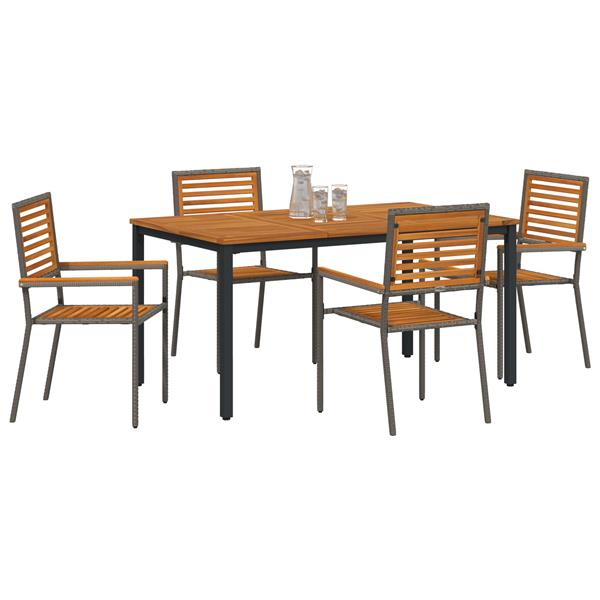 Grote foto vidaxl 5 delige tuinset grijs poly rattan acacia tuin en terras tuinmeubelen