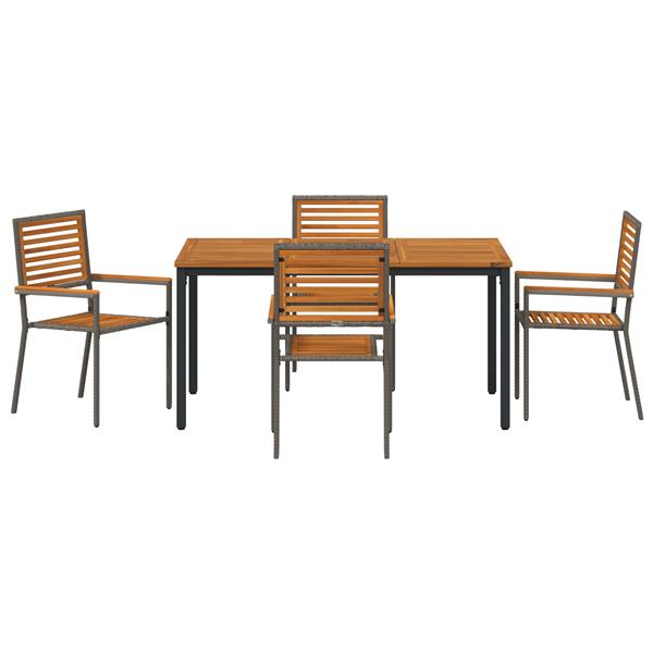 Grote foto vidaxl 5 delige tuinset grijs poly rattan acacia tuin en terras tuinmeubelen