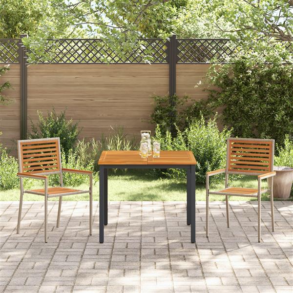 Grote foto vidaxl 3 delige tuinset beige poly rattan acacia tuin en terras tuinmeubelen