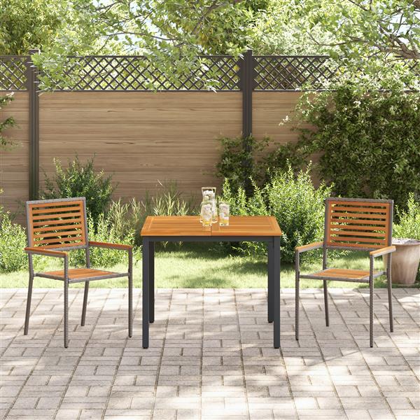 Grote foto vidaxl 3 delige tuinset grijs poly rattan acacia tuin en terras tuinmeubelen