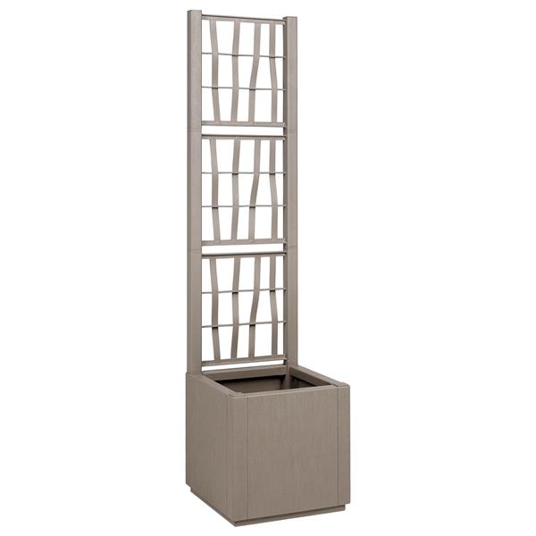 Grote foto vidaxl plantenbak met latwerk 36x36x140 cm polypropeen lichtbruin tuin en terras overige tuin en terras