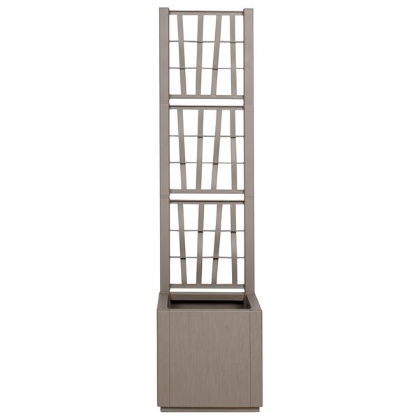 Grote foto vidaxl plantenbak met latwerk 36x36x140 cm polypropeen lichtbruin tuin en terras overige tuin en terras
