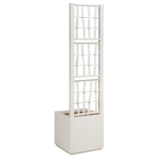 Grote foto vidaxl plantenbak met latwerk 36x36x140 cm polypropeen wit tuin en terras overige tuin en terras