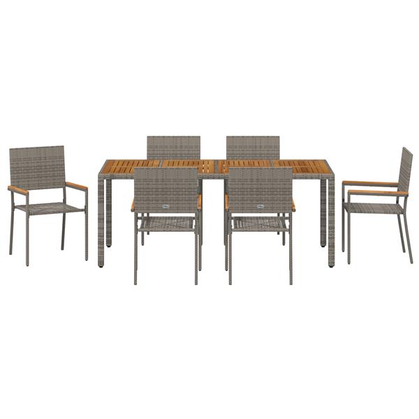 Grote foto vidaxl 7 delige tuinset grijs poly rattan tuin en terras tuinmeubelen
