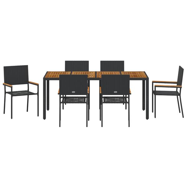 Grote foto vidaxl 7 delige tuinset zwart poly rattan tuin en terras tuinmeubelen