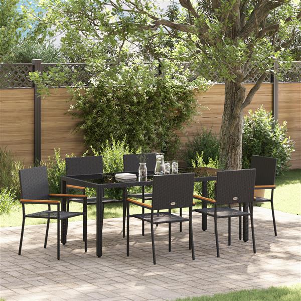 Grote foto vidaxl 7 delige tuinset poly rattan zwart tuin en terras tuinmeubelen
