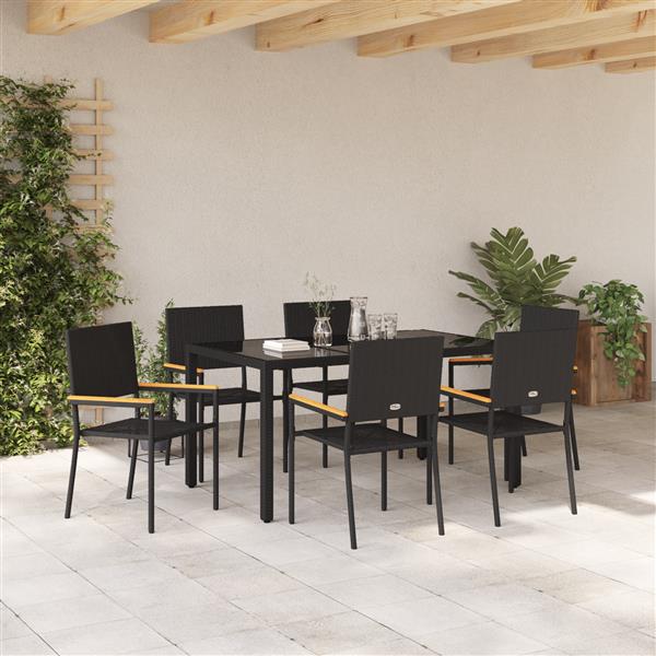 Grote foto vidaxl 7 delige tuinset poly rattan zwart tuin en terras tuinmeubelen