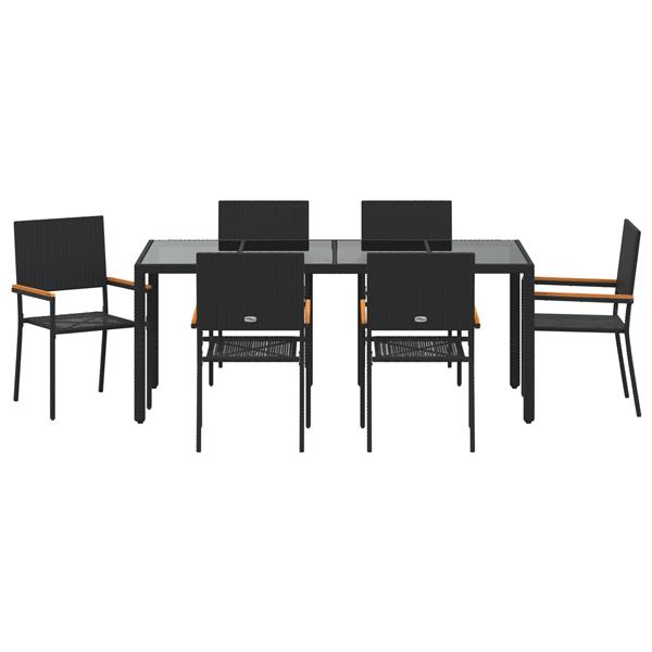 Grote foto vidaxl 7 delige tuinset poly rattan zwart tuin en terras tuinmeubelen