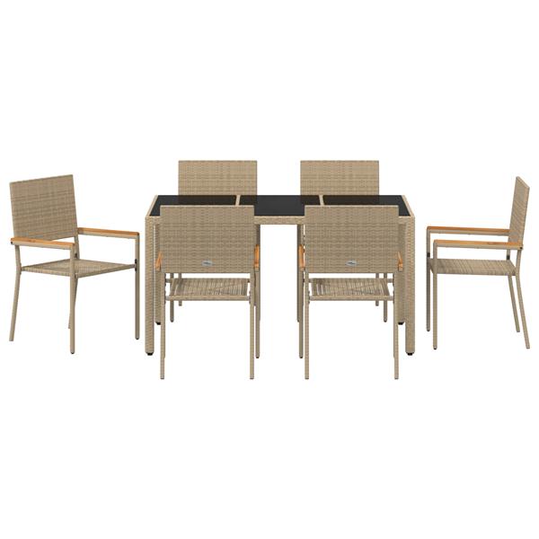 Grote foto vidaxl 7 delige tuinset poly rattan beige tuin en terras tuinmeubelen