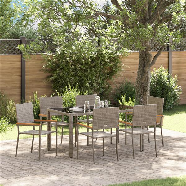Grote foto vidaxl 7 delige tuinset poly rattan grijs tuin en terras tuinmeubelen