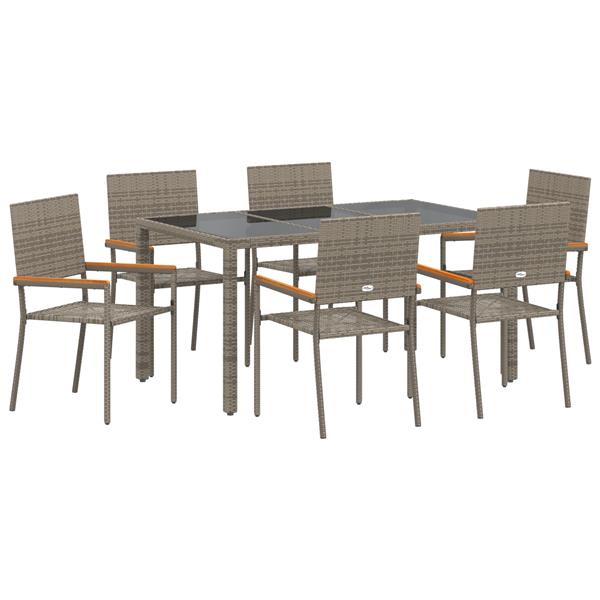 Grote foto vidaxl 7 delige tuinset poly rattan grijs tuin en terras tuinmeubelen