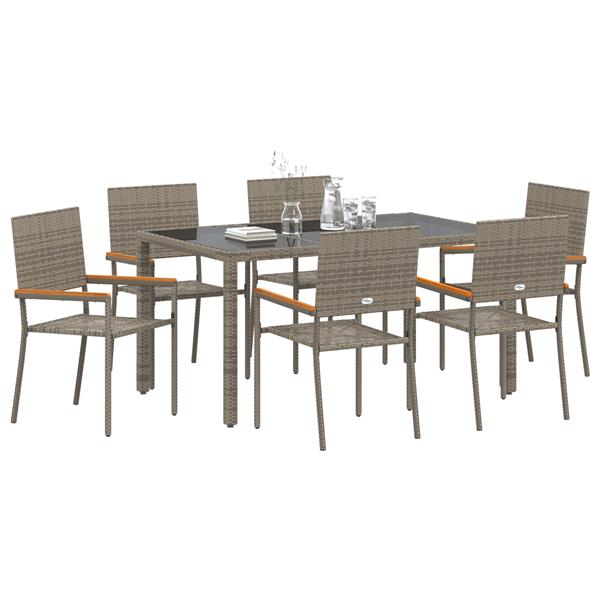 Grote foto vidaxl 7 delige tuinset poly rattan grijs tuin en terras tuinmeubelen