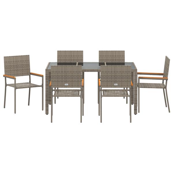 Grote foto vidaxl 7 delige tuinset poly rattan grijs tuin en terras tuinmeubelen