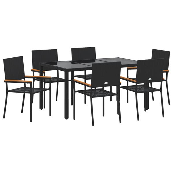 Grote foto vidaxl 7 delige tuinset poly rattan zwart tuin en terras tuinmeubelen