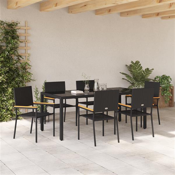 Grote foto vidaxl 7 delige tuinset poly rattan zwart tuin en terras tuinmeubelen