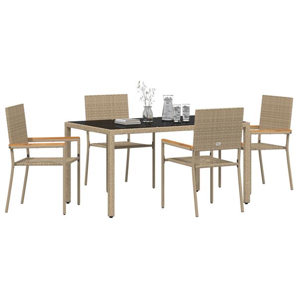 Grote foto vidaxl 5 delige tuinset poly rattan beige tuin en terras tuinmeubelen