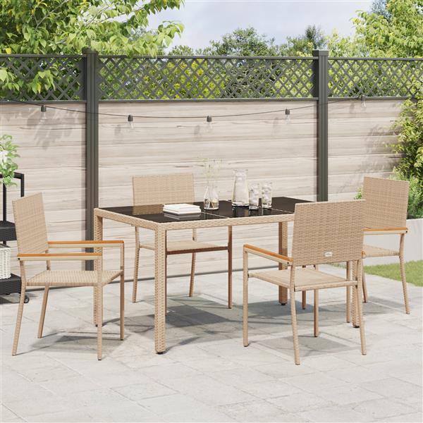 Grote foto vidaxl 5 delige tuinset poly rattan beige tuin en terras tuinmeubelen