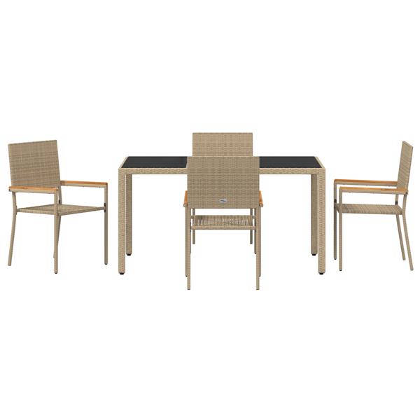 Grote foto vidaxl 5 delige tuinset poly rattan beige tuin en terras tuinmeubelen