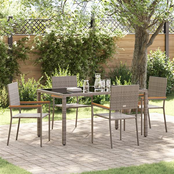 Grote foto vidaxl 5 delige tuinset poly rattan grijs tuin en terras tuinmeubelen