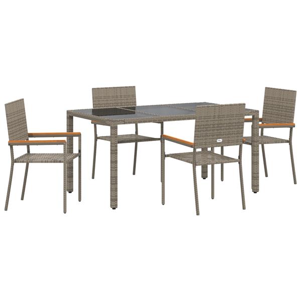 Grote foto vidaxl 5 delige tuinset poly rattan grijs tuin en terras tuinmeubelen