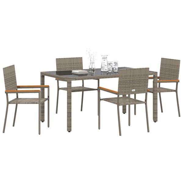 Grote foto vidaxl 5 delige tuinset poly rattan grijs tuin en terras tuinmeubelen