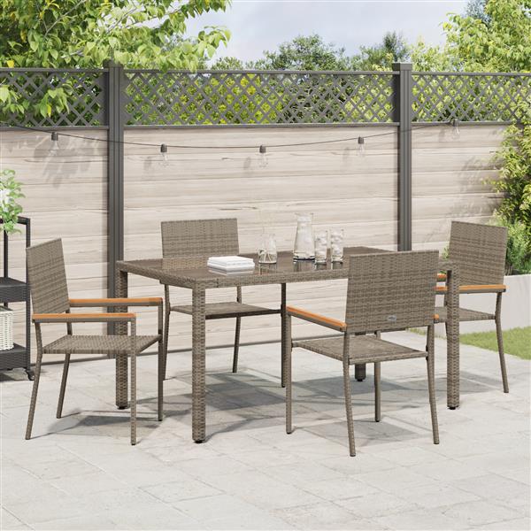 Grote foto vidaxl 5 delige tuinset poly rattan grijs tuin en terras tuinmeubelen
