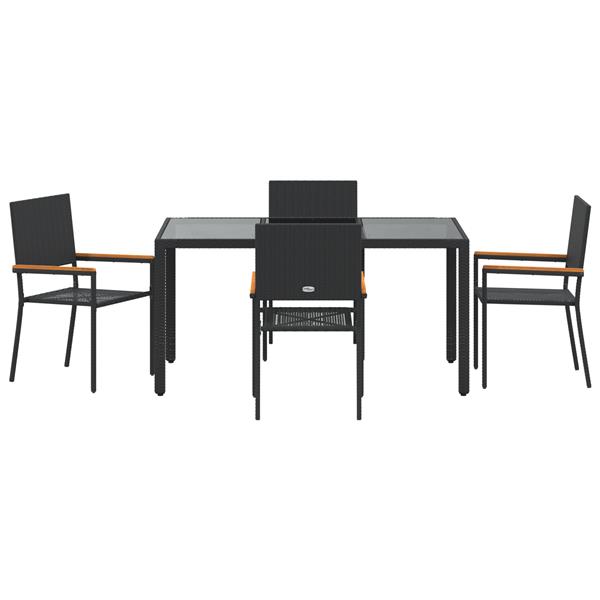Grote foto vidaxl 5 delige tuinset poly rattan zwart tuin en terras tuinmeubelen