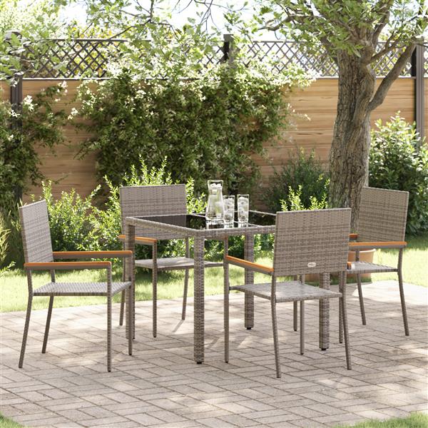 Grote foto vidaxl 5 delige tuinset poly rattan grijs tuin en terras tuinmeubelen