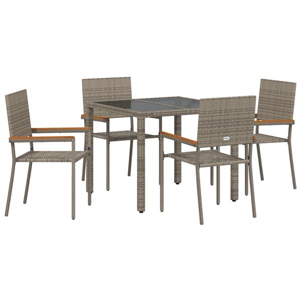 Grote foto vidaxl 5 delige tuinset poly rattan grijs tuin en terras tuinmeubelen