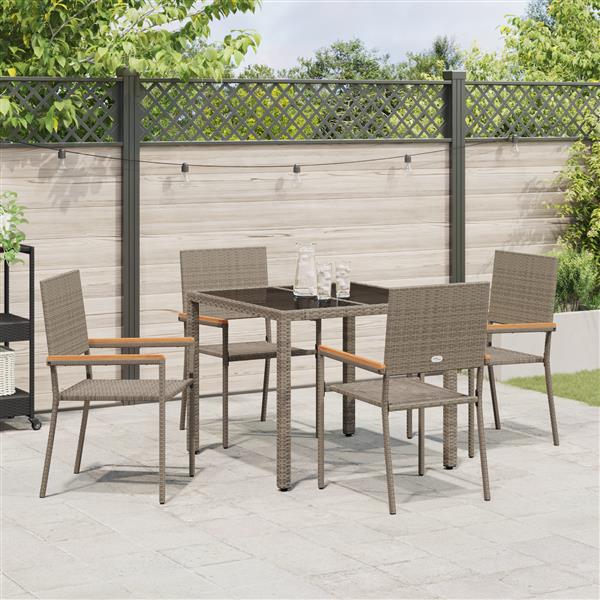 Grote foto vidaxl 5 delige tuinset poly rattan grijs tuin en terras tuinmeubelen