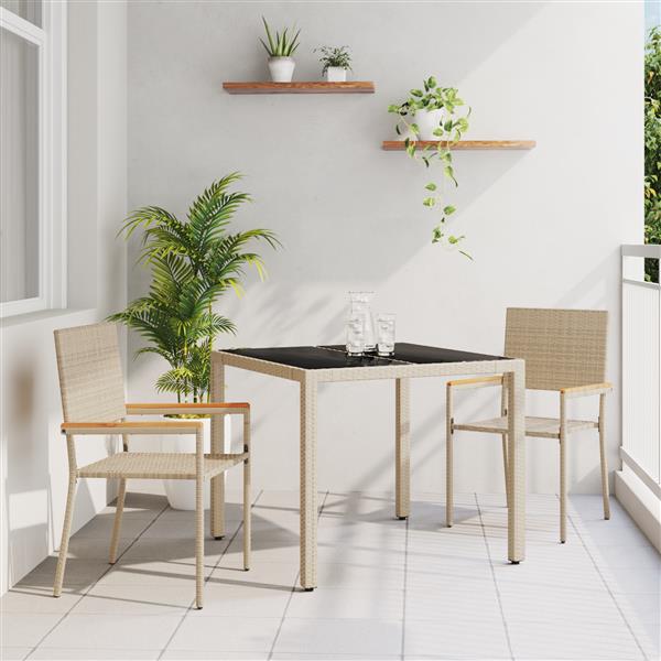 Grote foto vidaxl 3 delige tuinset poly rattan beige tuin en terras tuinmeubelen