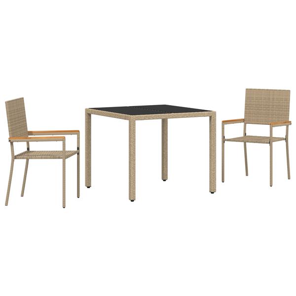 Grote foto vidaxl 3 delige tuinset poly rattan beige tuin en terras tuinmeubelen