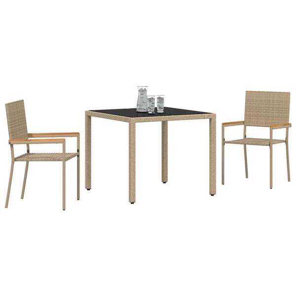 Grote foto vidaxl 3 delige tuinset poly rattan beige tuin en terras tuinmeubelen