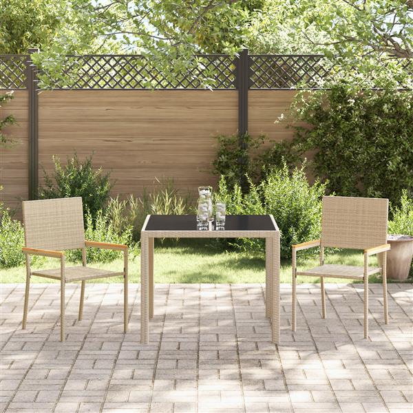 Grote foto vidaxl 3 delige tuinset poly rattan beige tuin en terras tuinmeubelen
