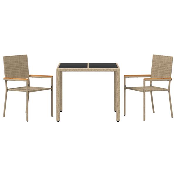 Grote foto vidaxl 3 delige tuinset poly rattan beige tuin en terras tuinmeubelen