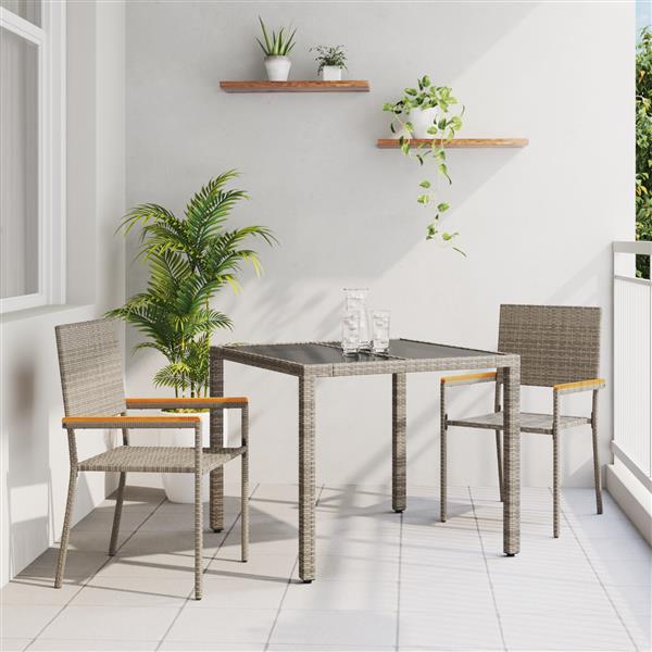 Grote foto vidaxl 3 delige tuinset poly rattan grijs tuin en terras tuinmeubelen