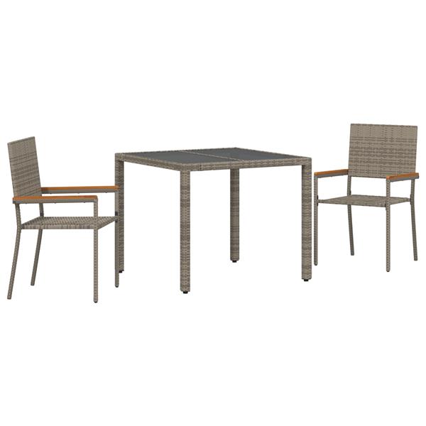 Grote foto vidaxl 3 delige tuinset poly rattan grijs tuin en terras tuinmeubelen