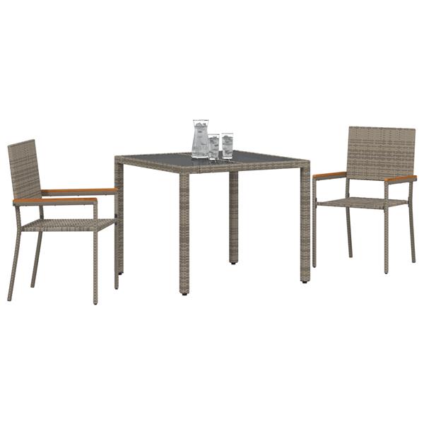 Grote foto vidaxl 3 delige tuinset poly rattan grijs tuin en terras tuinmeubelen