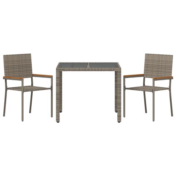 Grote foto vidaxl 3 delige tuinset poly rattan grijs tuin en terras tuinmeubelen