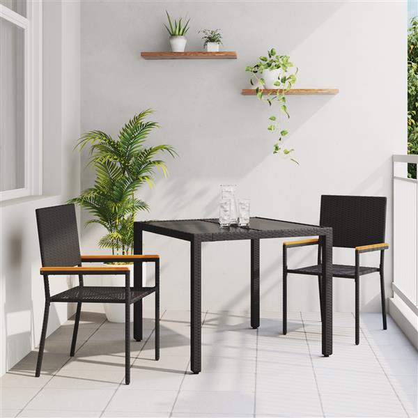 Grote foto vidaxl 3 delige tuinset poly rattan zwart tuin en terras tuinmeubelen