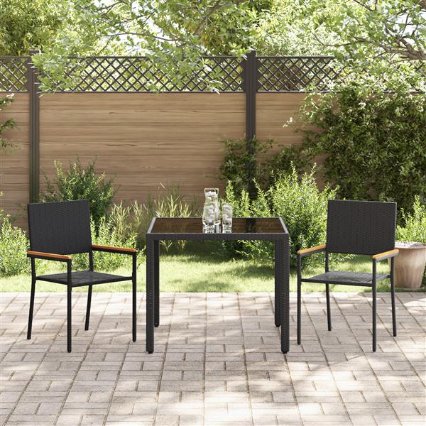 Grote foto vidaxl 3 delige tuinset poly rattan zwart tuin en terras tuinmeubelen
