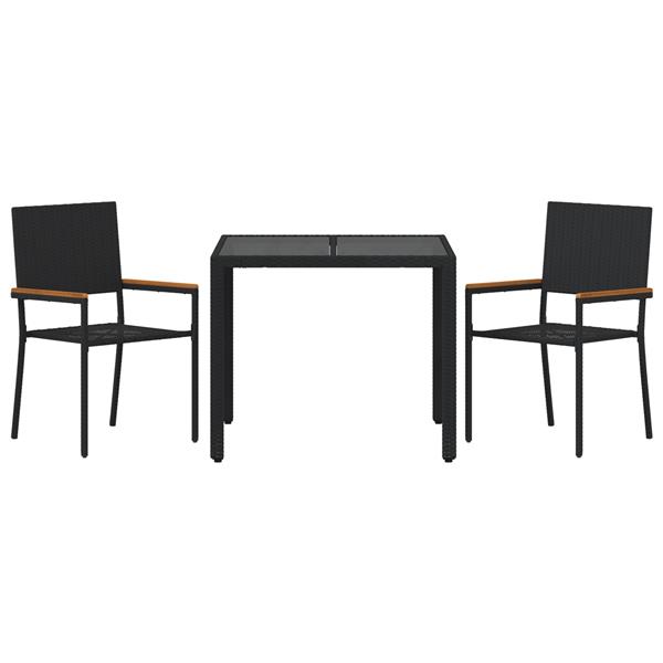 Grote foto vidaxl 3 delige tuinset poly rattan zwart tuin en terras tuinmeubelen