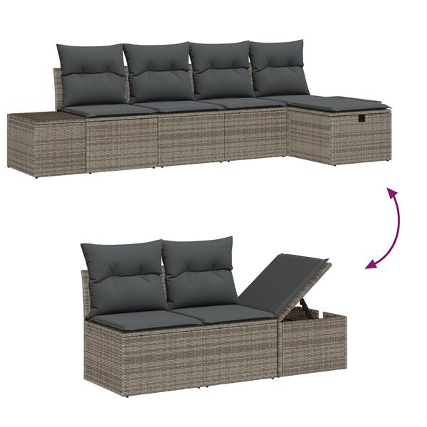 Grote foto vidaxl 6 delige tuinbankenset met kussens poly rattan grijs tuin en terras tuinmeubelen
