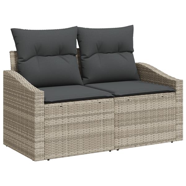 Grote foto vidaxl 6 delige tuinbankenset met kussens poly rattan lichtgrijs tuin en terras tuinmeubelen