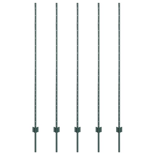 Grote foto vidaxl hekpalen 5 stuks u channel groen 150 cm staal tuin en terras overige tuin en terras