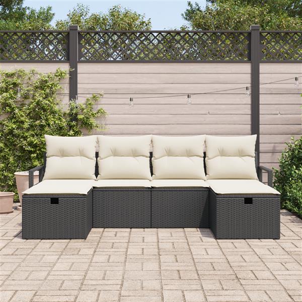 Grote foto vidaxl 6 delige tuinsofa set met kussens zwart poly rattan tuin en terras tuinmeubelen