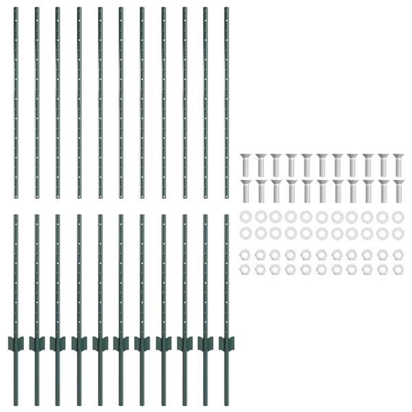 Grote foto vidaxl hekpalen 11 stuks u channel groen 140 cm staal tuin en terras overige tuin en terras