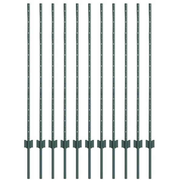 Grote foto vidaxl heipalen 11 stuks u channel groen 120 cm staal tuin en terras overige tuin en terras